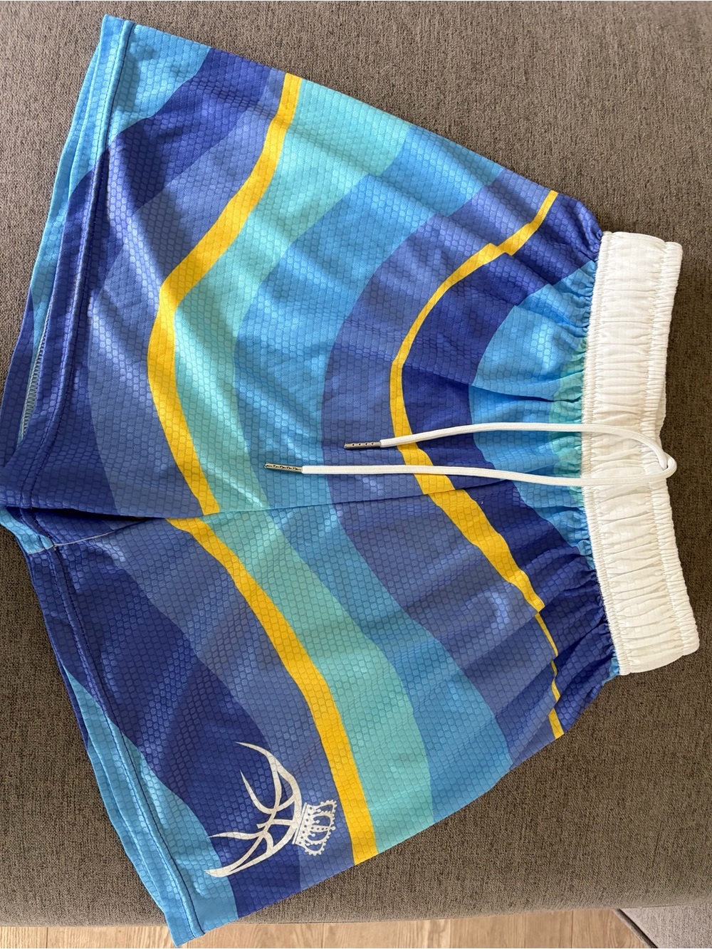 Her Court Women's Blue & Yellow Striped Basketball Shorts